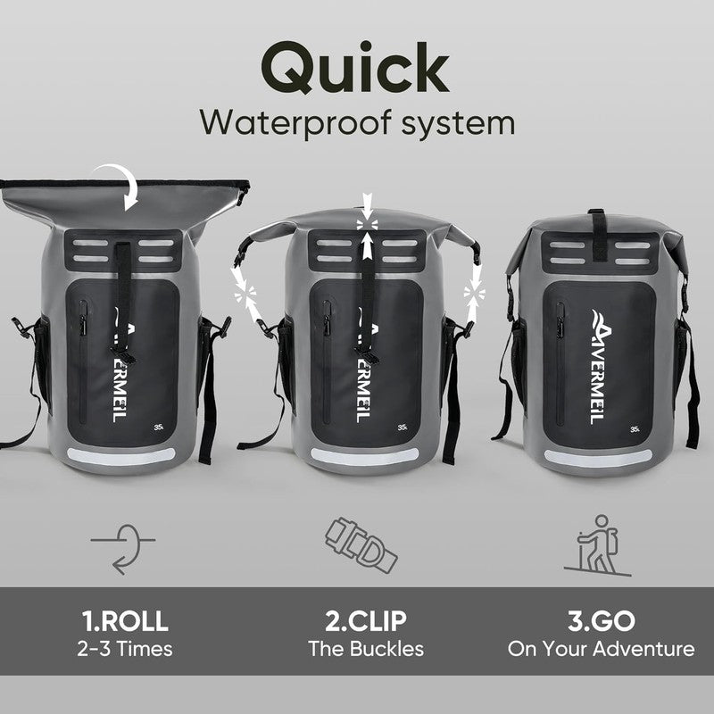 35L Waterproof Dry Bag Backpack Roll Top Hiking Kayak with Phone Case4