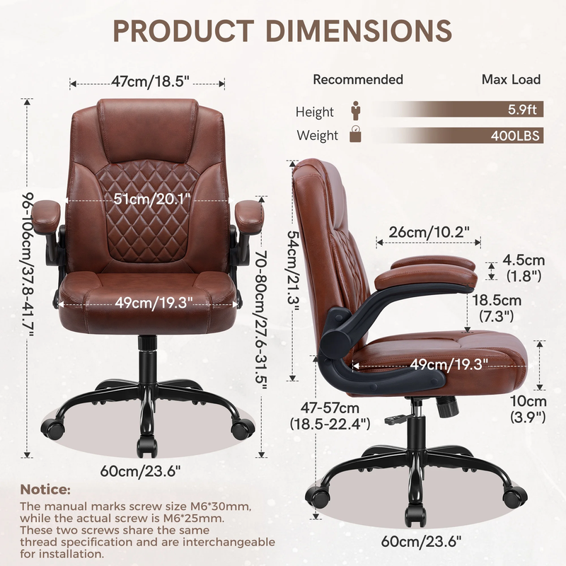 Executive Leather Office Chair High Back Big Tall Dark Brown1