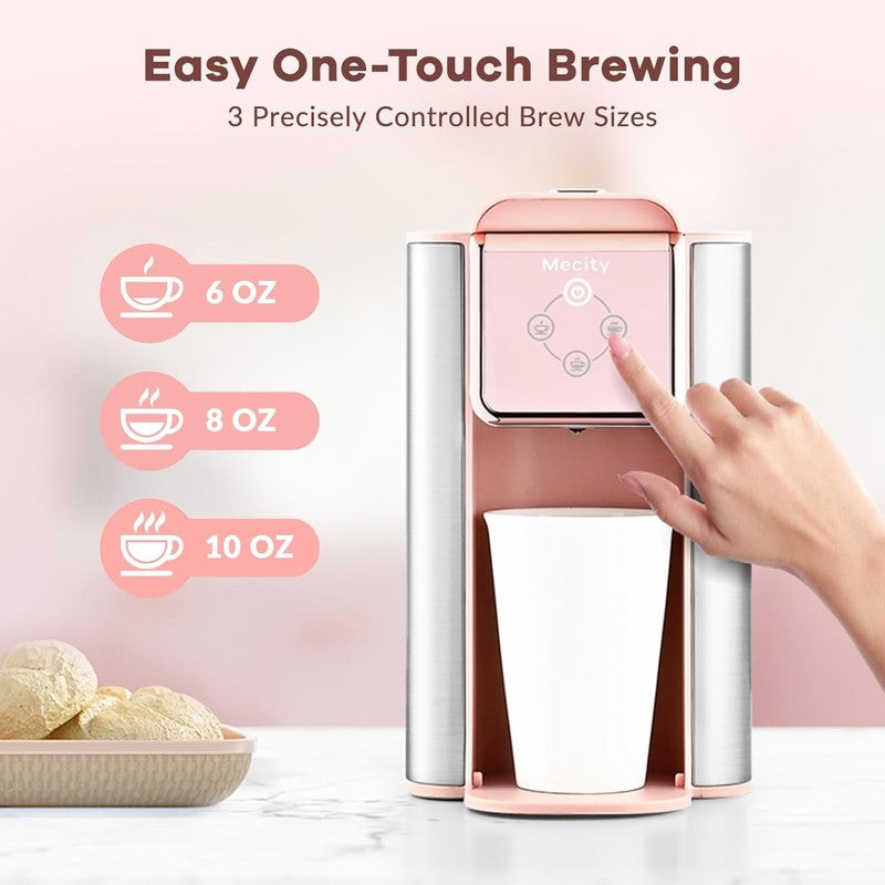 Pink 3 in 1 Single Serve Coffee Maker Capsule & Ground 6 10oz 50oz Tank4
