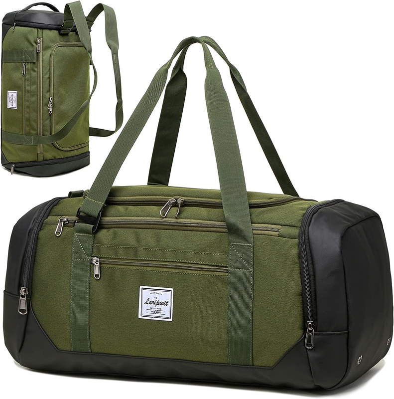 Travel Duffle Bag 40L Gym Weekender Backpack Wet Pocket Shoe Compartment Gree9