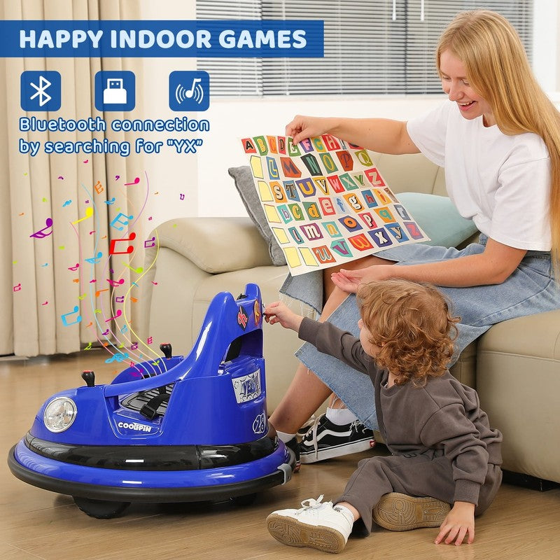 12V Blue Toddler Bumper Car Ride-On 360° Spin Remote Control with 5 LED Lights3