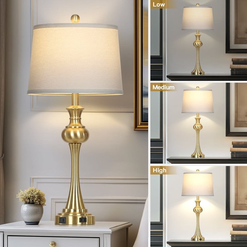 28.75" Tall Table Lamps Set of 2 for Living Room Bedroom with USB C+A Ports AC O1