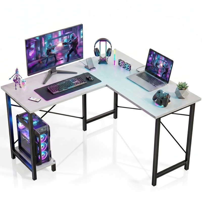 50 Inch L Shaped Desk - Computer Desk Corner Desks Gaming Desk PC Table with CPU0