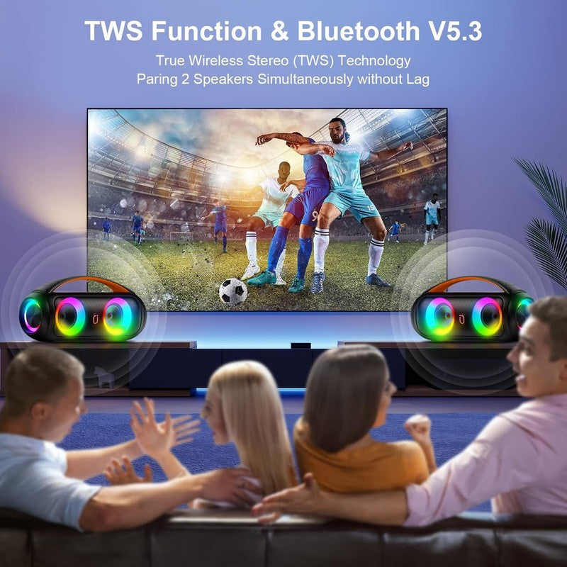 Portable Bluetooth Boombox Speaker, Deep Bass, IP65, TWS/USB/TF/AUX, Outdoor3