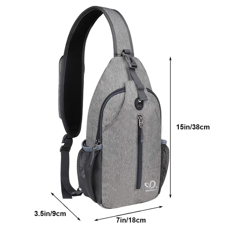 Unisex Hiking Travel Nylon Sling Bag Cross Body Shoulder Chest Bag,Light Gray7