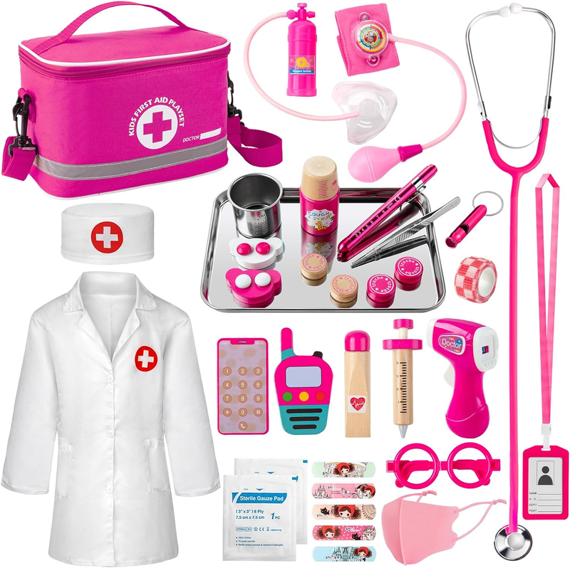 Doctor Kit for Kids Girls, 34 Pcs Kids Doctor Kit for Toddlers 3 5 with Medical 10