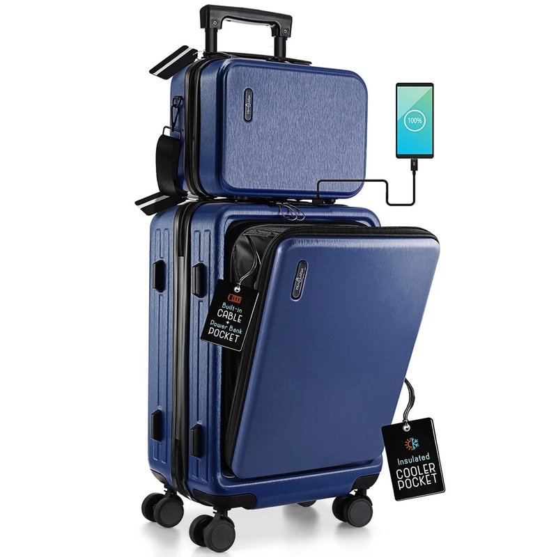 Hard Shell Carry on Suitcase, Expandable Hardside Luggage with Front Pocket, Nav0