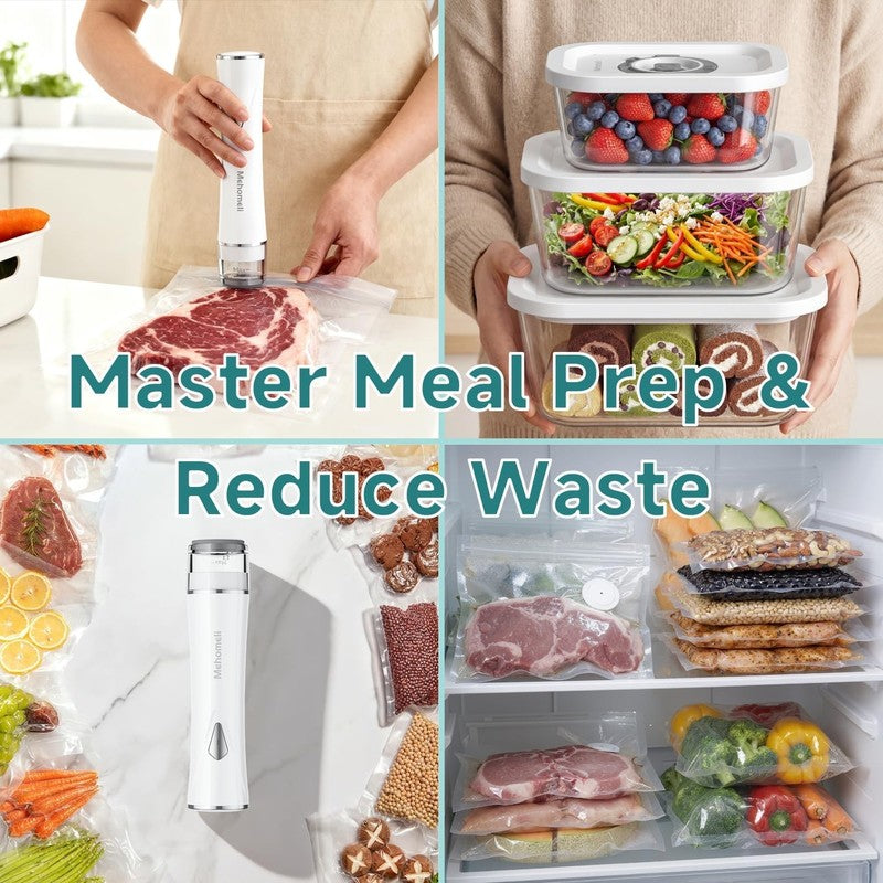 Compact Vacuum Sealer for Food (Vacuum Sealer Machine+3 Glass Vacuum Containers+8