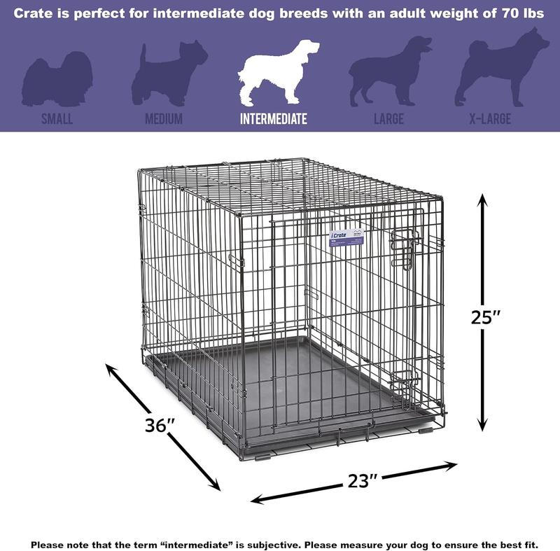 36" iCrate Folding Dog Crate w/ Divider Leak Proof Tray Metal Wire Kennel7