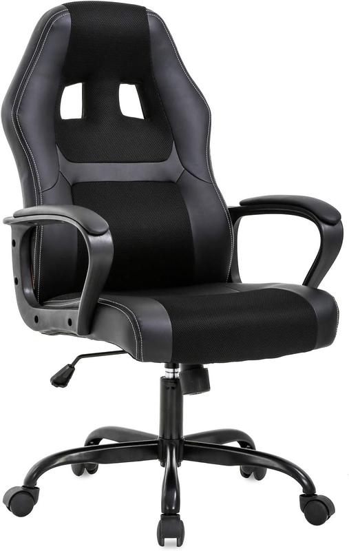 Ergonomic Gaming Desk Chair with Lumbar Support   PU Leather, Black0