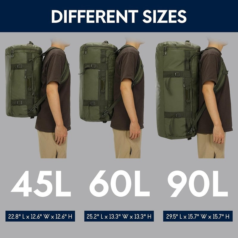 45L Gym Duffle Backpack Army Green Water Resistant Shoes Compartment5