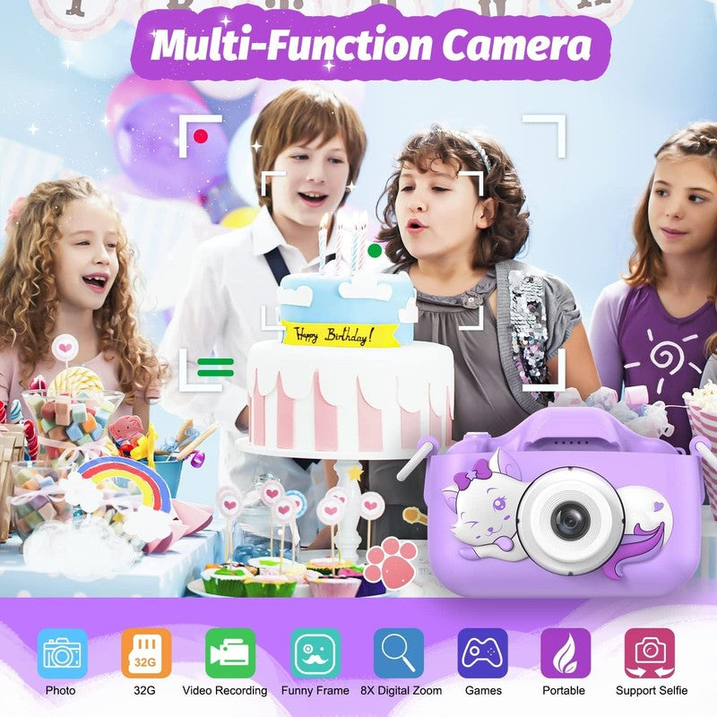 Kids Selfie Digital Camera Toy w/ Protective Cover 32GB SD Card Ages 3 91