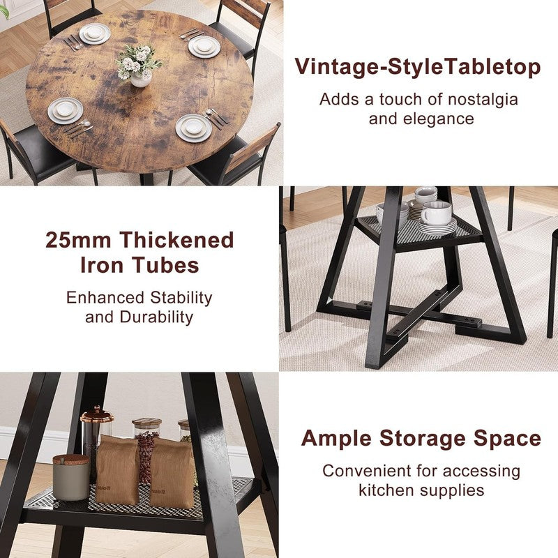 Round Dining Table for 4,Kitchen Dining Room Circle Dinner Pedestal Table,Space 4