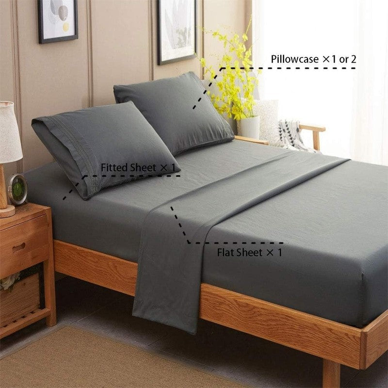 Luxury 1800 Thread Count Microfiber Bed Sheet Set   Queen Dark Grey1
