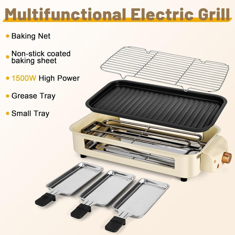 2 in 1 Electric Indoor Grill Smokeless 1700W Nonstick Removable Plate5