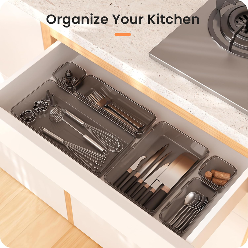 Drawer Organizer Makeup Storage 5 Size Holds 177 Items Clear Black5