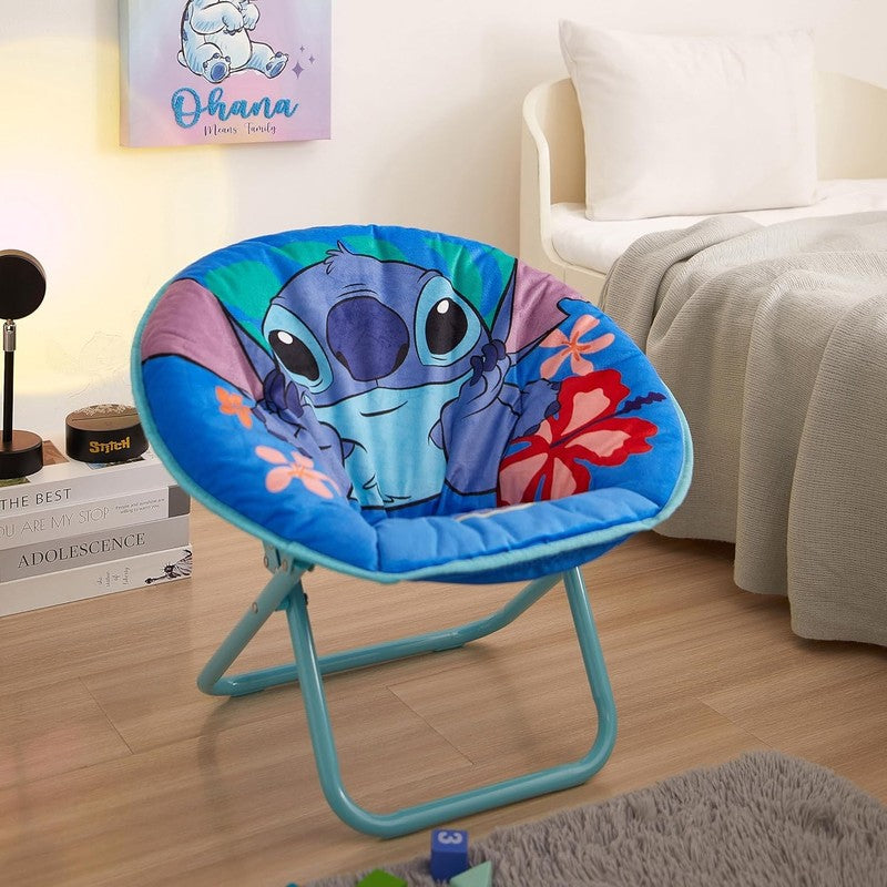 Stitch 19” Folding Toddler Saucer Chair w/ Cushion Kids 3+1