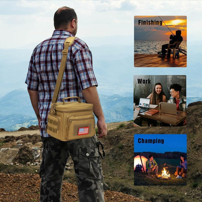 Tactical Lunch Box MOLLE Insulated Leakproof Cooler Bag Brown1