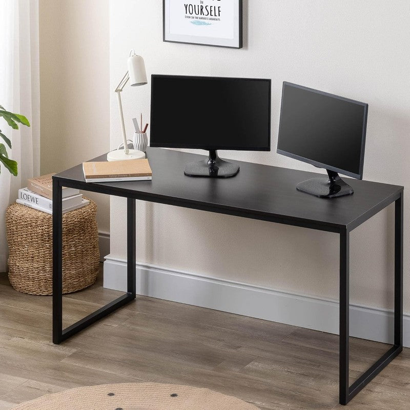 Jennifer 55" Desk   Black Frame, Espresso Top, Office Computer Workstation1