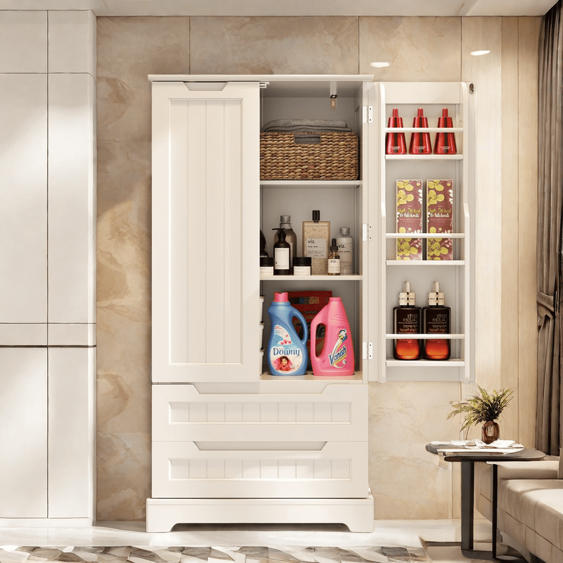 47" Kitchen Pantry Cabinet – 2 Drawers, 2 Shelves & 6 Side Shelves, Magnetic Clo10