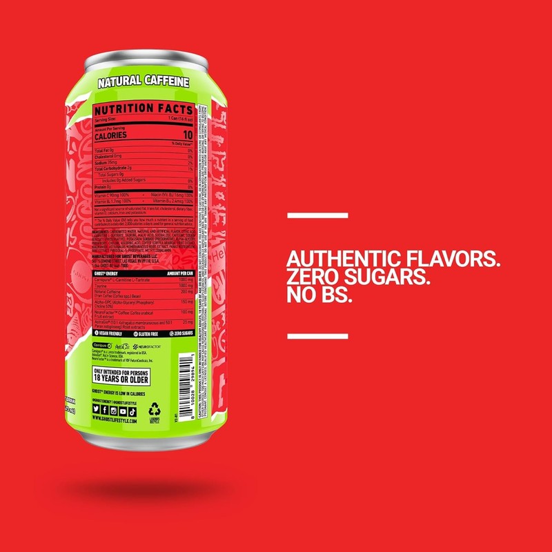 Cherry Limeade Energy Drink 12 Pack   200mg Caffeine, Vegan & Gluten Free2