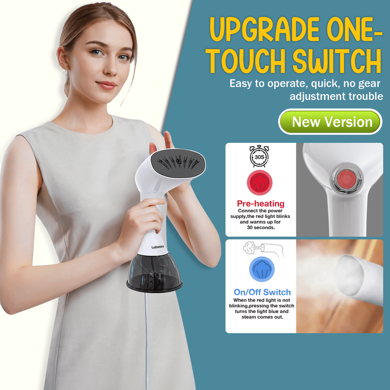 1350W Handheld Garment Steamer for Clothes, 400ML Tank, Portable – White/Black2
