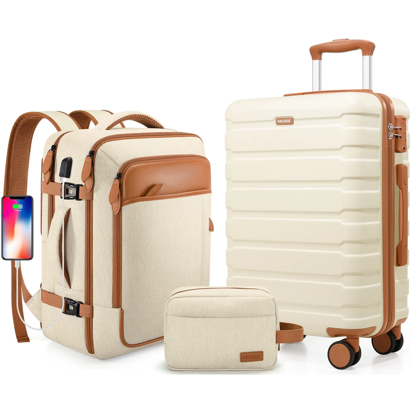 Carry on Luggage Set 3 Piece Hard Shell Luggage Sets with YKK Zipper Spinner Whe10