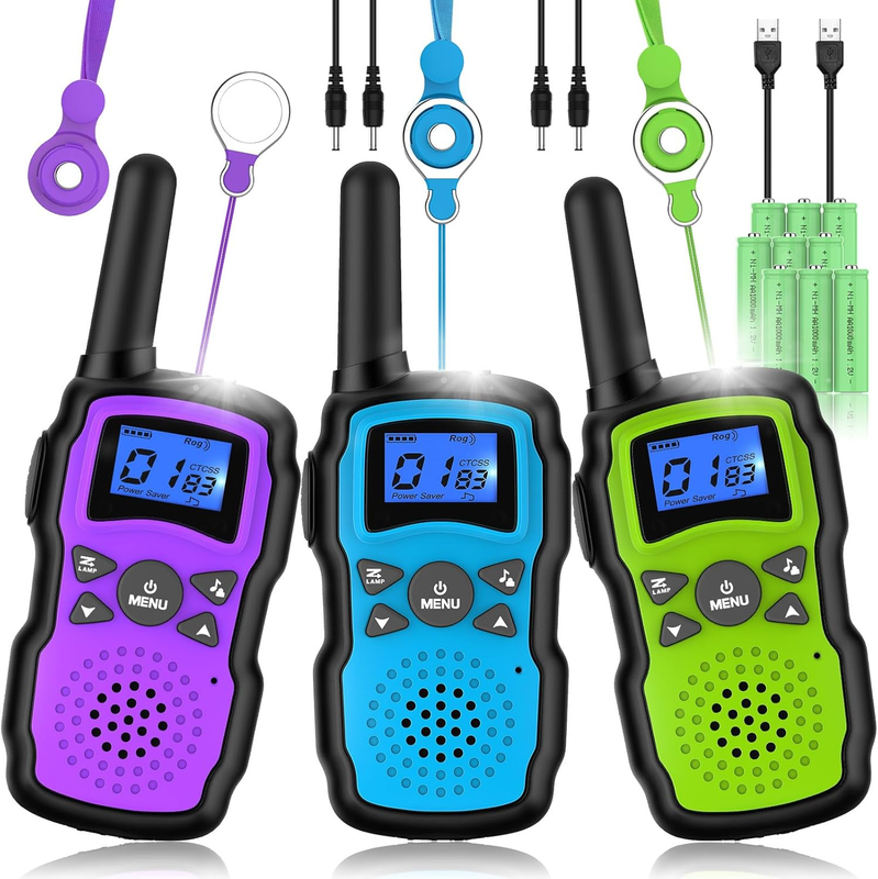 3 Pack Walkie Talkies for Kids & Adults Rechargeable Toy Radios USB Charger8