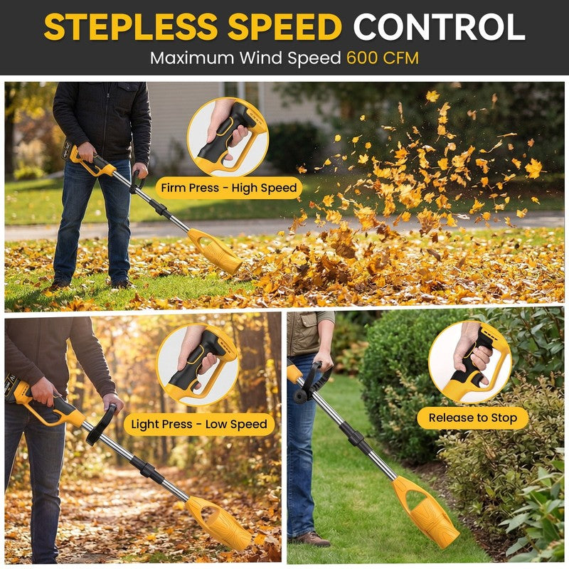 Cordless Leaf Blower 600CFM with 2×21V Batteries Foldable for Lawn Care Patio Cl4