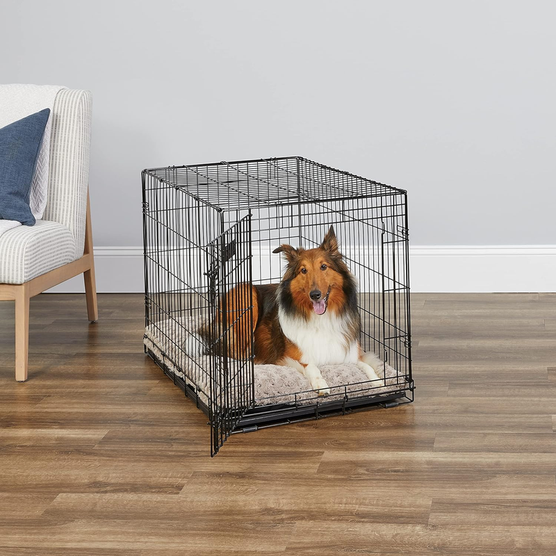 36" iCrate Folding Dog Crate w/ Divider Leak Proof Tray Metal Wire Kennel1