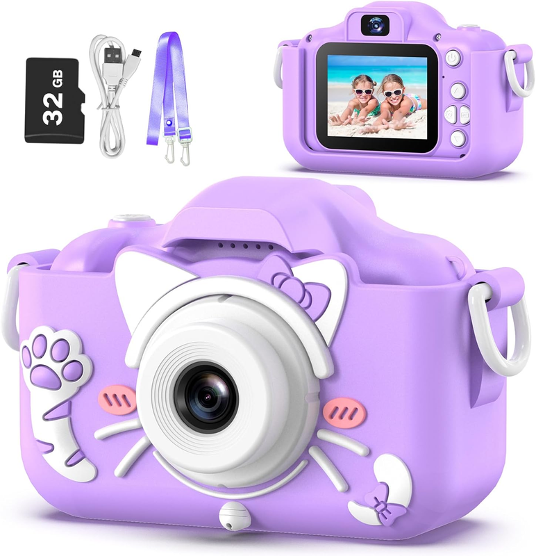 Kids Digital Video Camera Toy w/ Cartoon Cover 32GB SD Card Ages 3 89