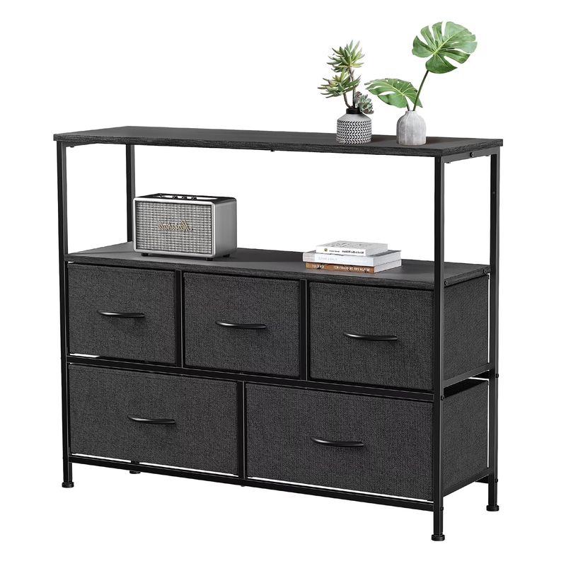 Dresser TV Stand, Entertainment Center with Fabric Drawers, Media Console Table 0