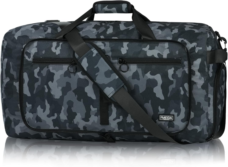 65L Travel Duffel Bag Foldable w/ Shoe Compartment Water Resistant Gray9