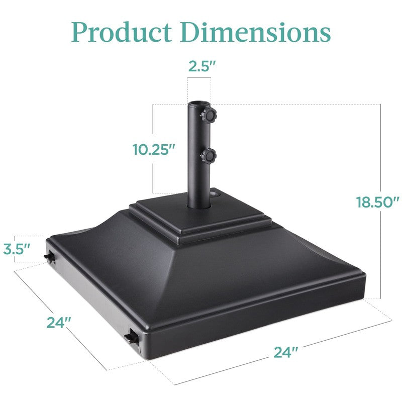 Mobile Umbrella Base, Fillable Heavy-Duty Market Stand W/4 Wheels, 2 Locks, 120L6