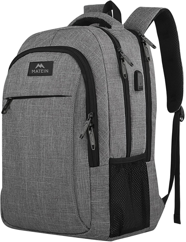 15.6" Travel Laptop Backpack Anti-Theft USB Charging Water-Resistant Grey0
