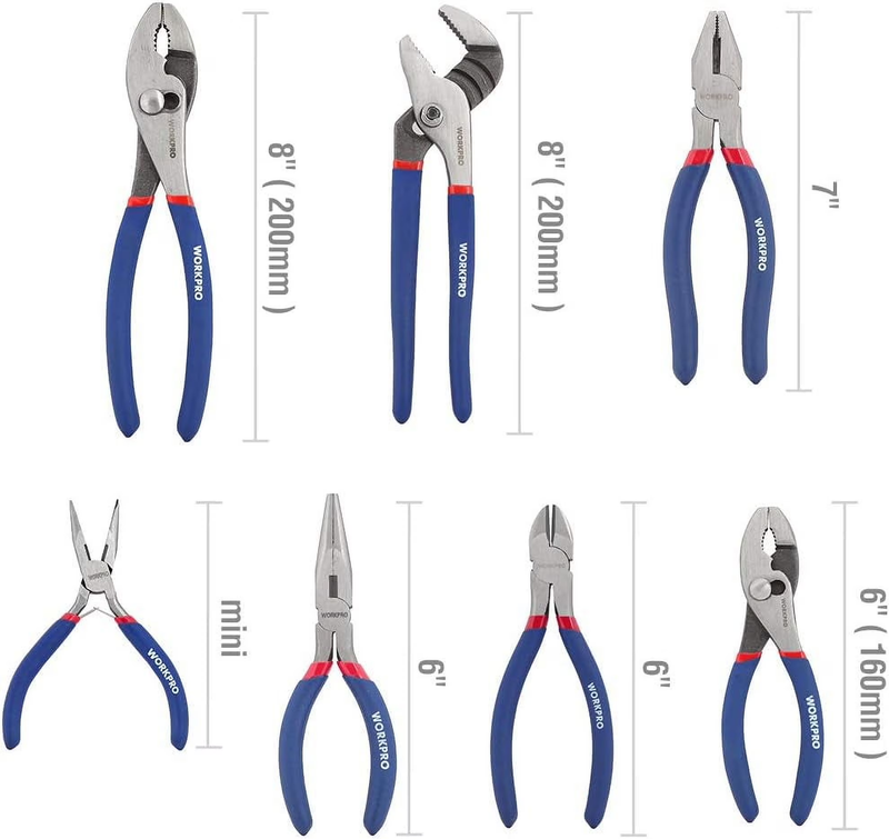 7Pc Pliers Set Groove Joint Long Nose Slip Joint Linesman Diagonal DIY Tool Kit3