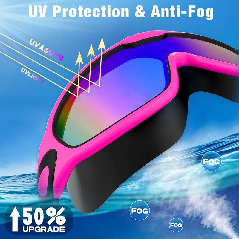 Adult Swimming Goggles 2 Pack Anti Fog UV Wide View Clear Lens3