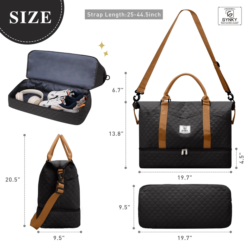 Travel Duffle Bag Weekender Bags for Women with Shoe Compartment Carry on Overni1