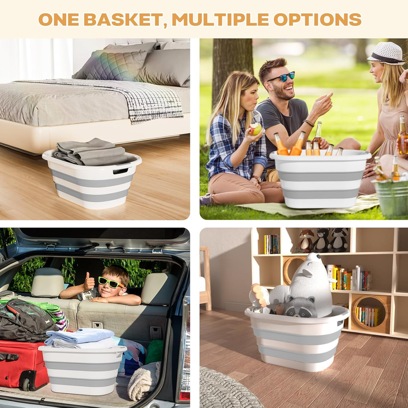 43L(11.5Gallon) Collapsible Laundry Baskets Plastic, Pop up Laundry Hamper/Stora3