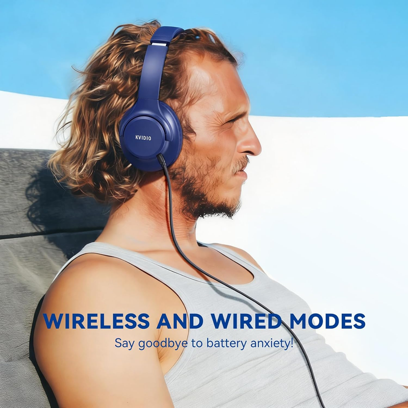 Bluetooth Over Ear Headphones 65H Playtime Wireless Headset Mic Bass2