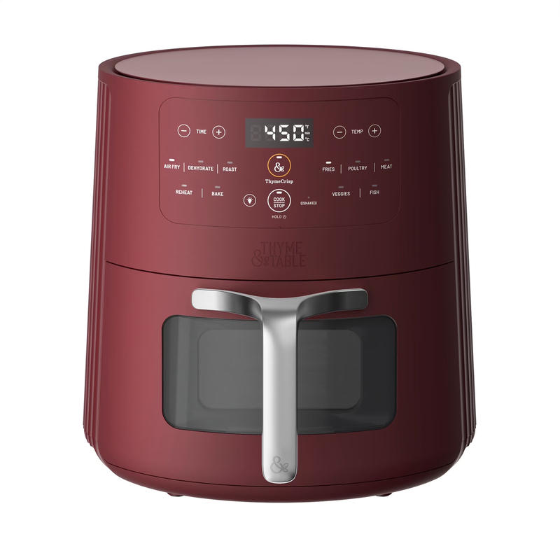 6QT Air Fryer with Thymecrisp Ceramic Nonstick Basket Cabernet Red0