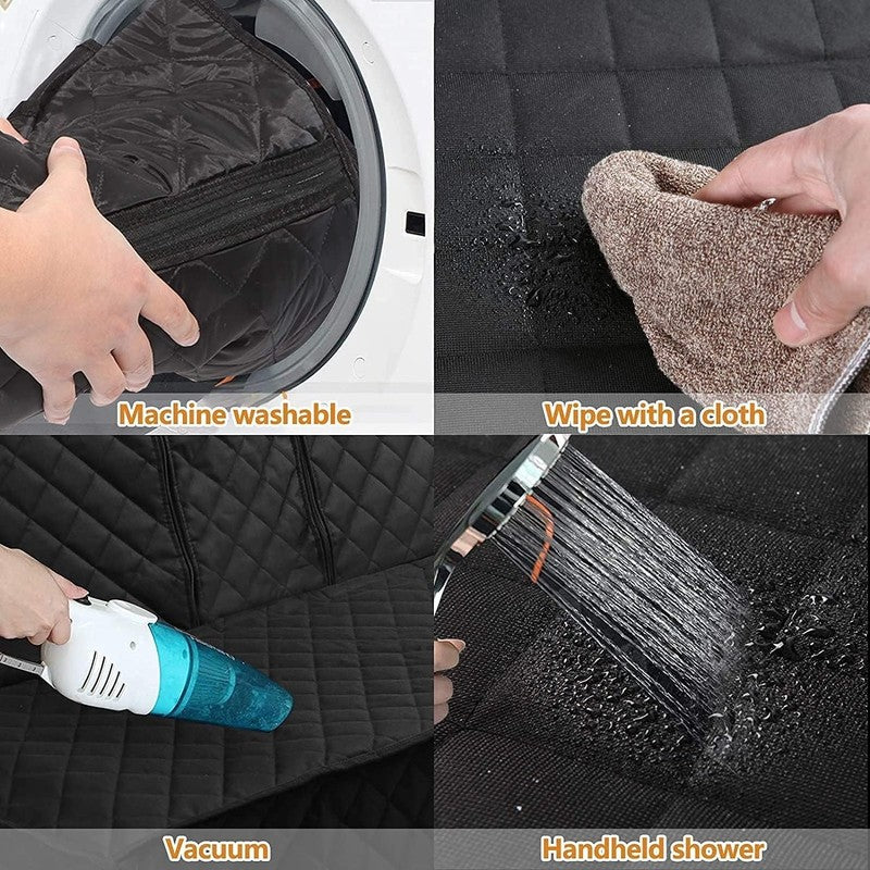 Waterproof Dog Car Seat Cover Back Seat, Nonslip Durable Soft, Black, Universal4