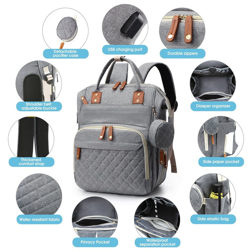 3 in 1 Diaper Bag Backpack w/ Changing Pad & Insulated Pocket – Travel4