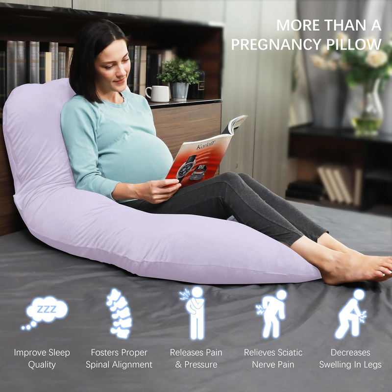 U Shaped Pregnancy Maternity Pillow 57" Full Body Sleep Support Purple3