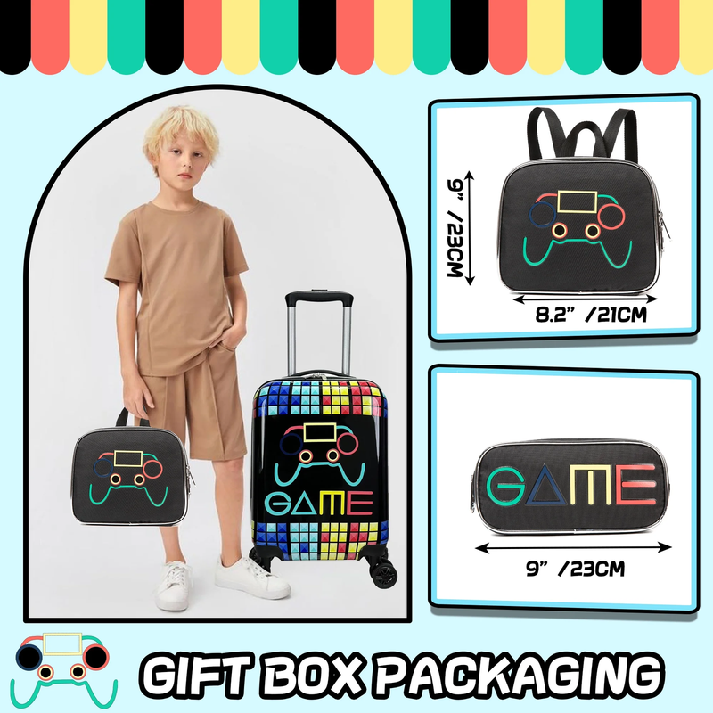 Kids Rolling Luggage Set Boys Hardshell Suitcase Wheels Airline Approved 16"3