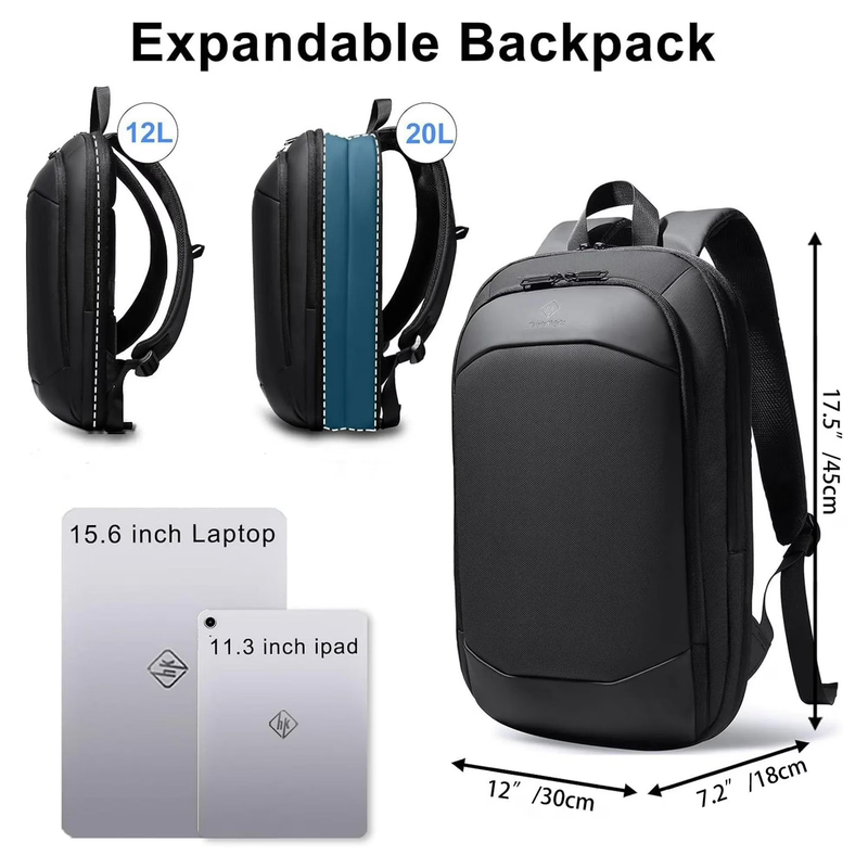 Expandable 15.6" Laptop Backpack for Men, Waterproof Computer Backpack for Busin6