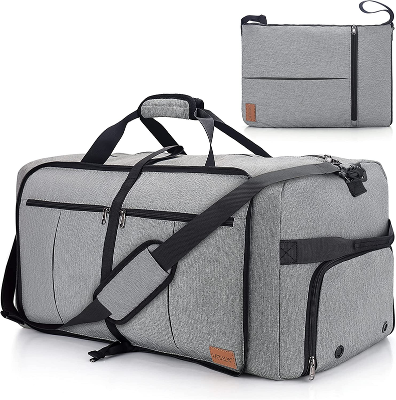 120L Large Travel Duffel Bag Foldable w/ Shoe Compartment Gray8