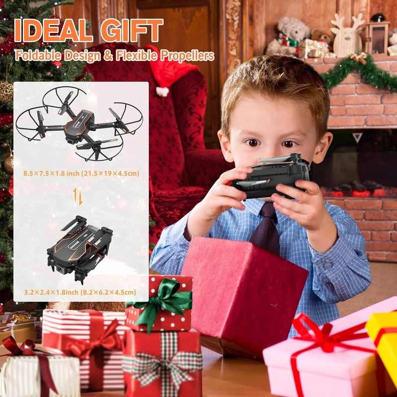 Mini Drone for Kids w/ 1080P Camera, FPV RC Toy, 2 Batteries – Black Gift5