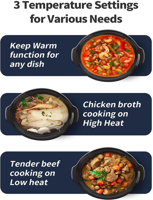 8.5 Quart Programmable Slow Cooker w/ Timer + Liners, Black Oval New2