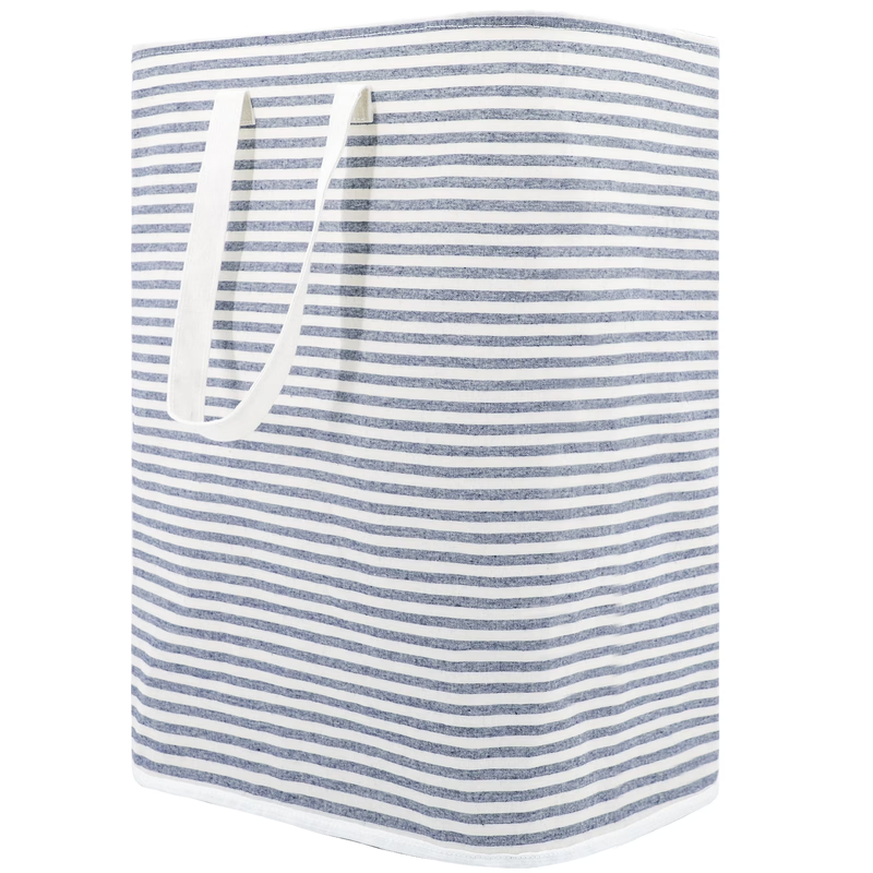 80L Freestanding Laundry Hamper w/ Handle, Collapsible Cotton Basket – Blue10